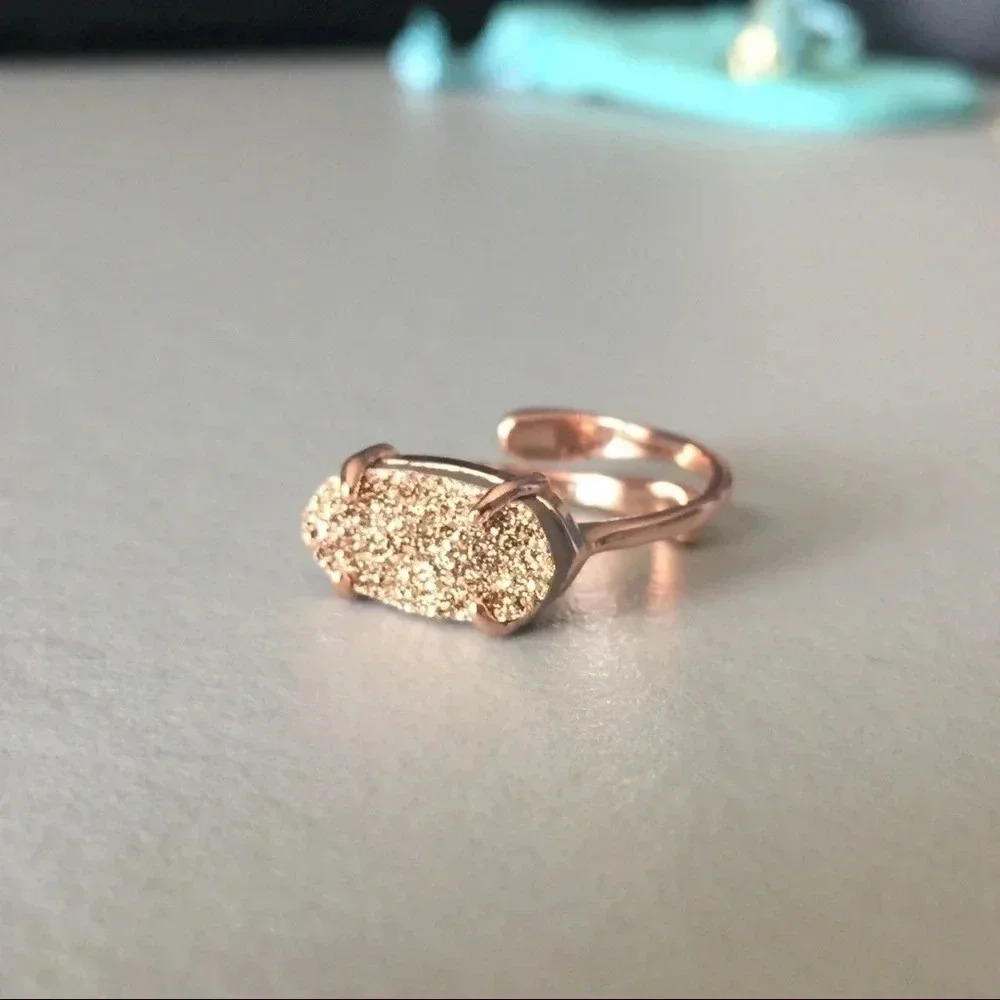 Rose Gold Druzy Agate Ring - Picture 2 of 8